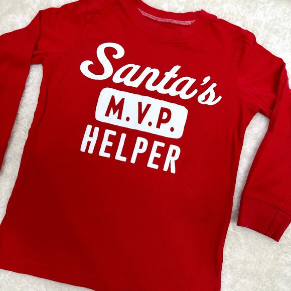 Carter's Santa's MVP Helper Red Christmas Long Sleeve Shirt Size 6 - Picture 4 of 8